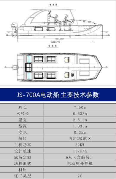 京穗700A电动船参数